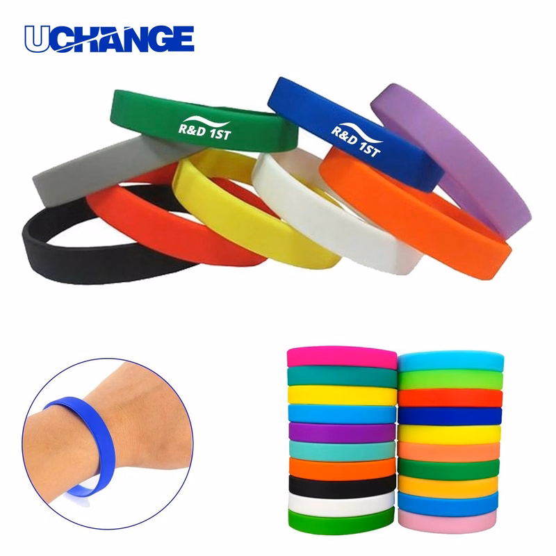 1/2" Debossed Silicone Wristband with Color Fill