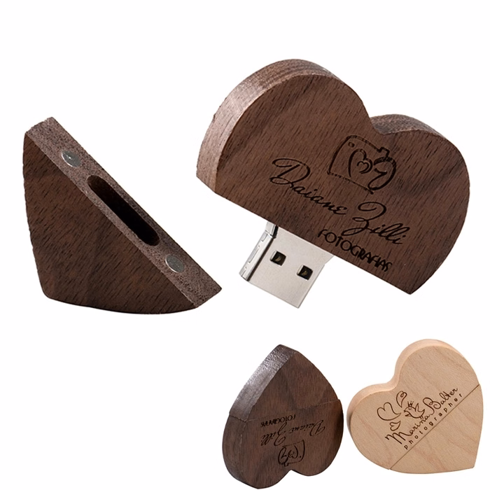Wood Heart Shaped USB Flash Drive