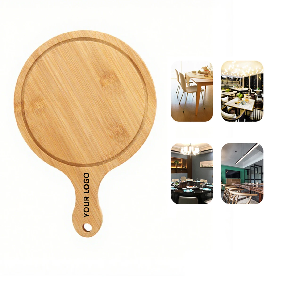 Bamboo Round Cutting Board Pizza Server 6" To 12" 1