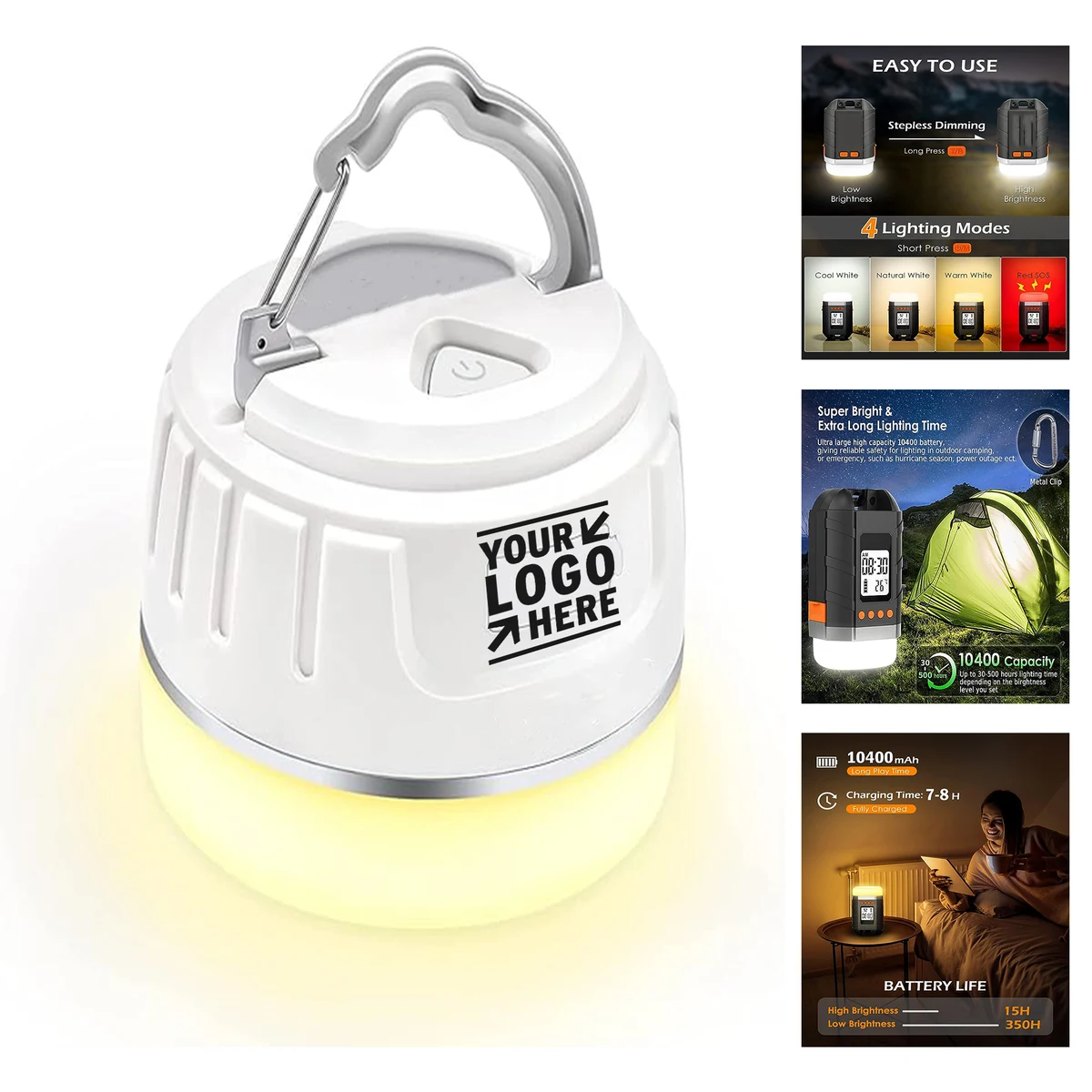 2 Light Modes Rechargeable Power Bank 5200mAh Adjust Brightness Steplessly Camping Lantern 1