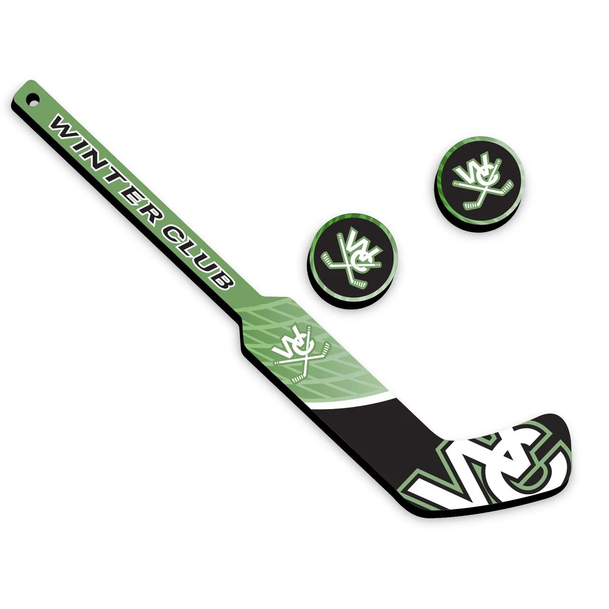 PeeWee Goalie Stick and 2 Pucks 1