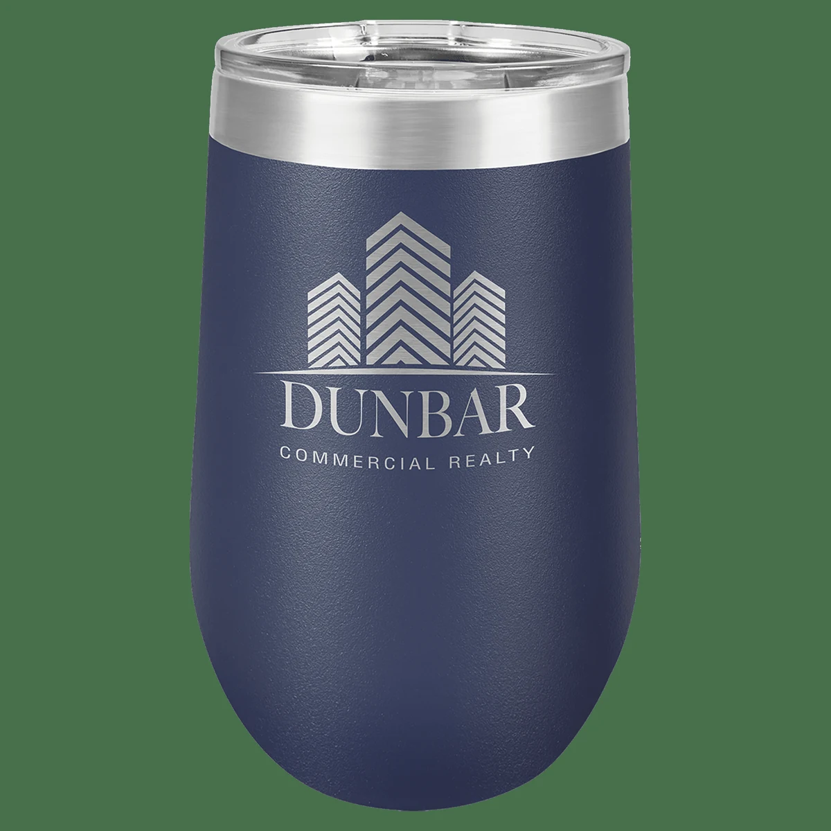 16 oz. Navy Blue Laser Engraved Polar Camel Stemless Wine Tumbler w/Clear Lid 1