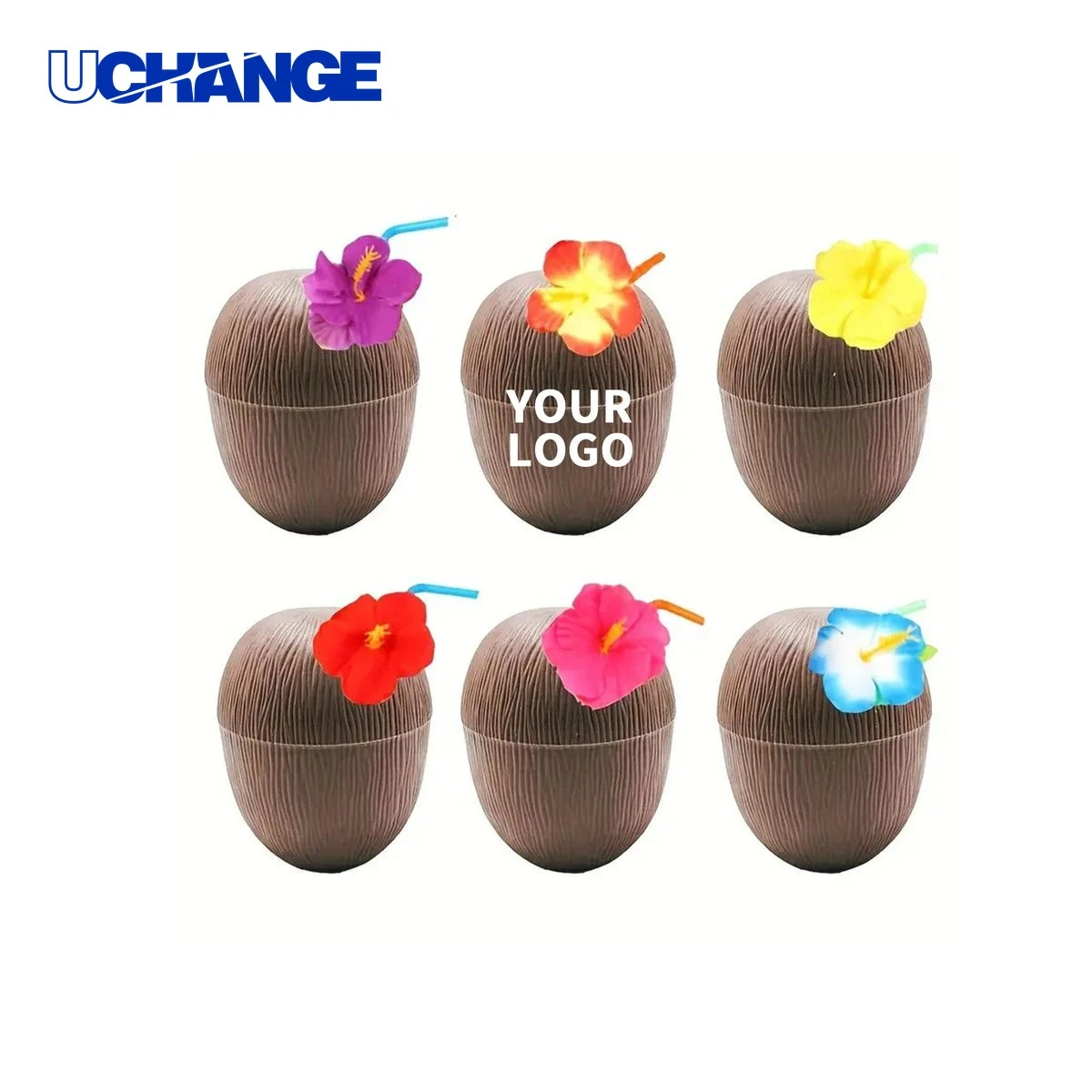 Coconut Party Cup 16 Oz with Twist Lid and Flower Straw 1