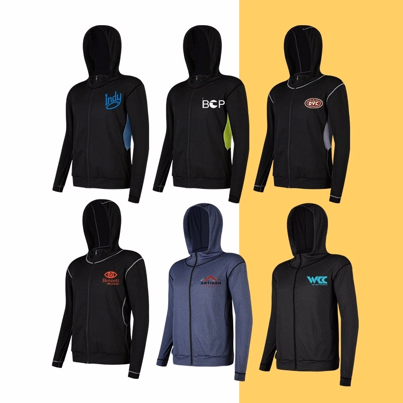 Unisex Full Zip Hooded Long Sleeve T-Shirt