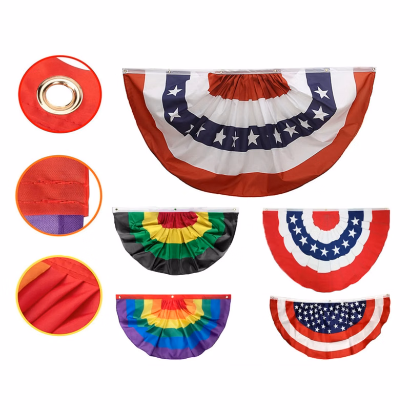 Full Color Pleated Flag American Banner Decoration