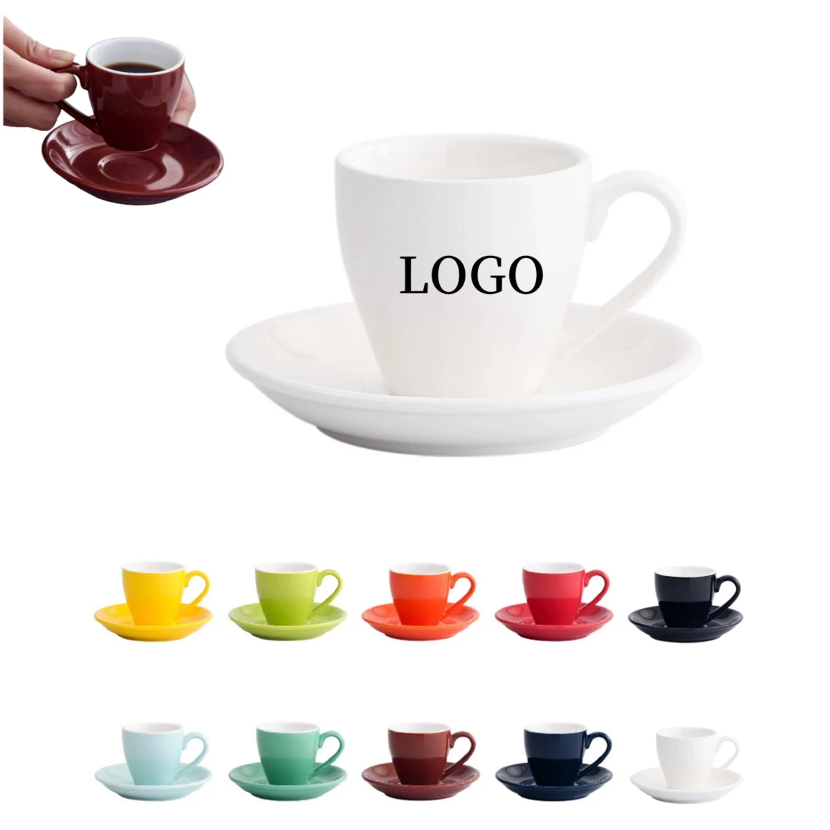 2.7 Oz Ceramic Espresso Cups and Saucer 1