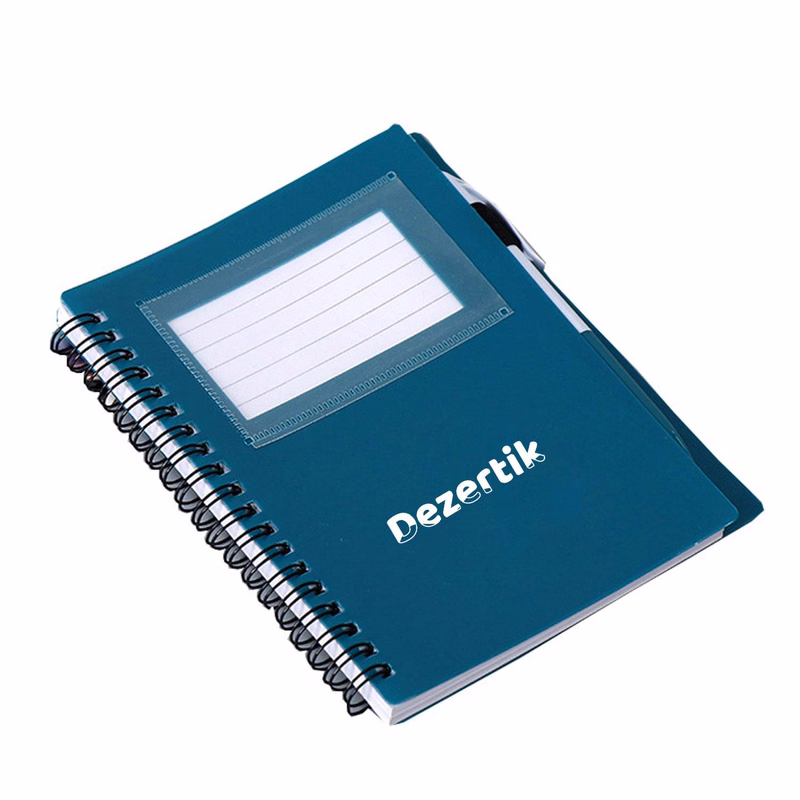 Plastic Cover Spiral Office Notebook w/ Pen