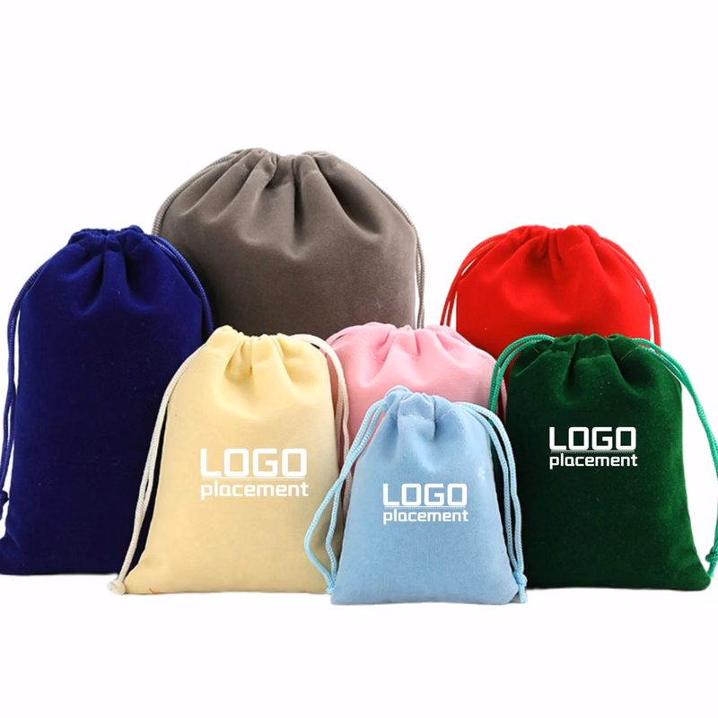 Short Plush Drawstring Storage Pouch