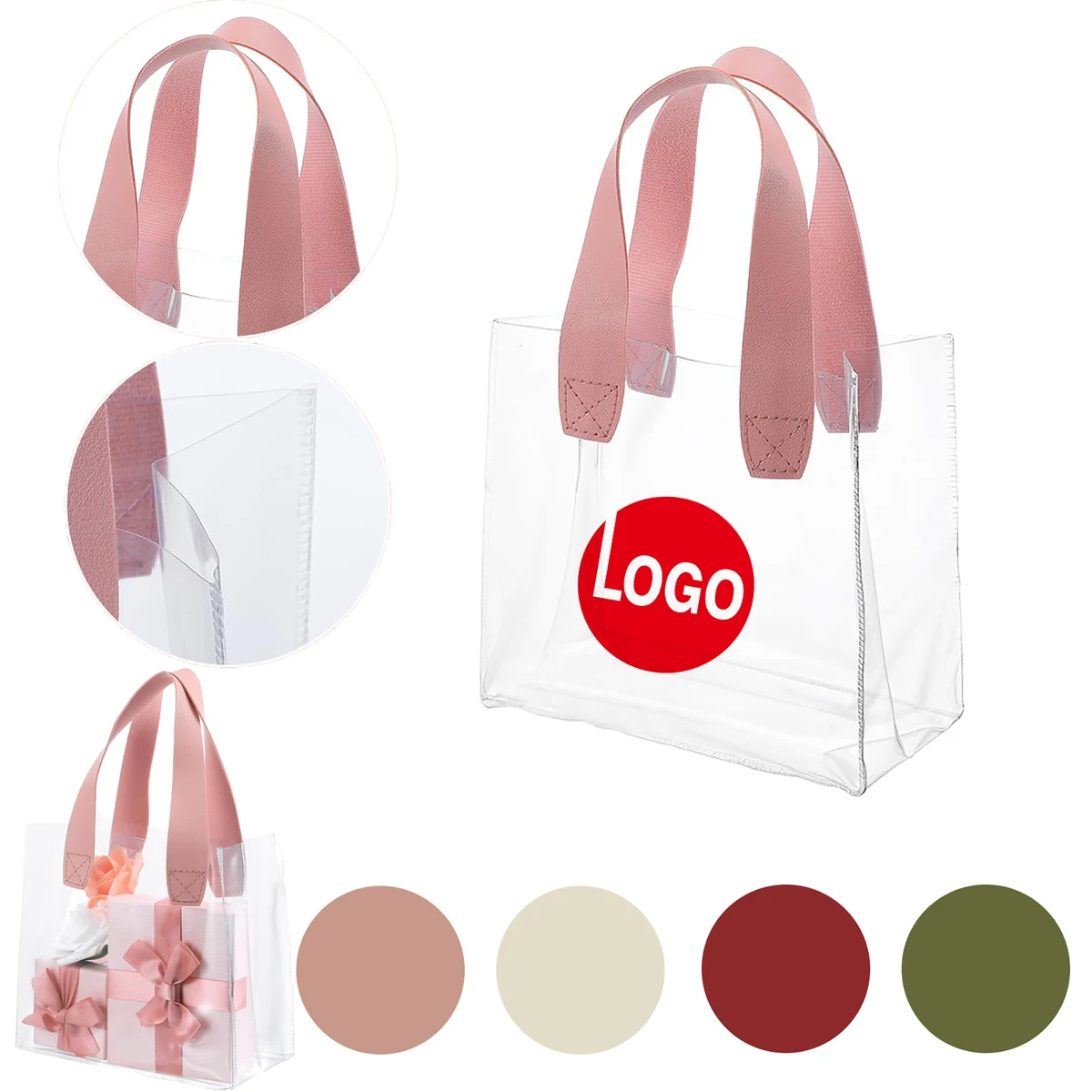 Transparent PVC Tote Bag with PU Handles 1