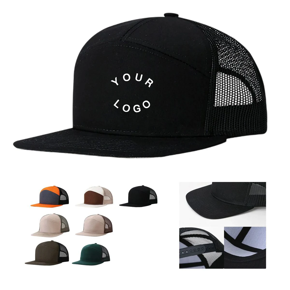 Adjustable Flat Brim Cap with Structured Design 1