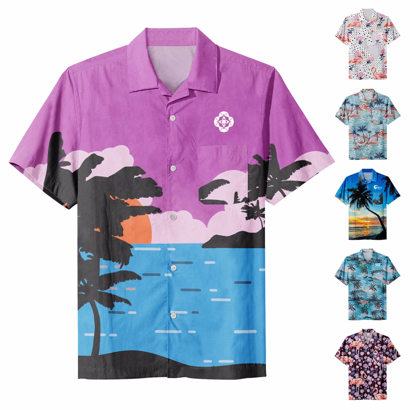 Casual Button Down Hawaiian Shortsleeve Shirt