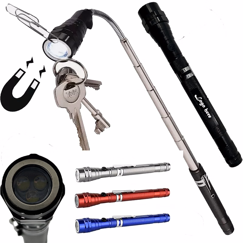 Extendable Magnetic LED Flashlight with Flexible Neck