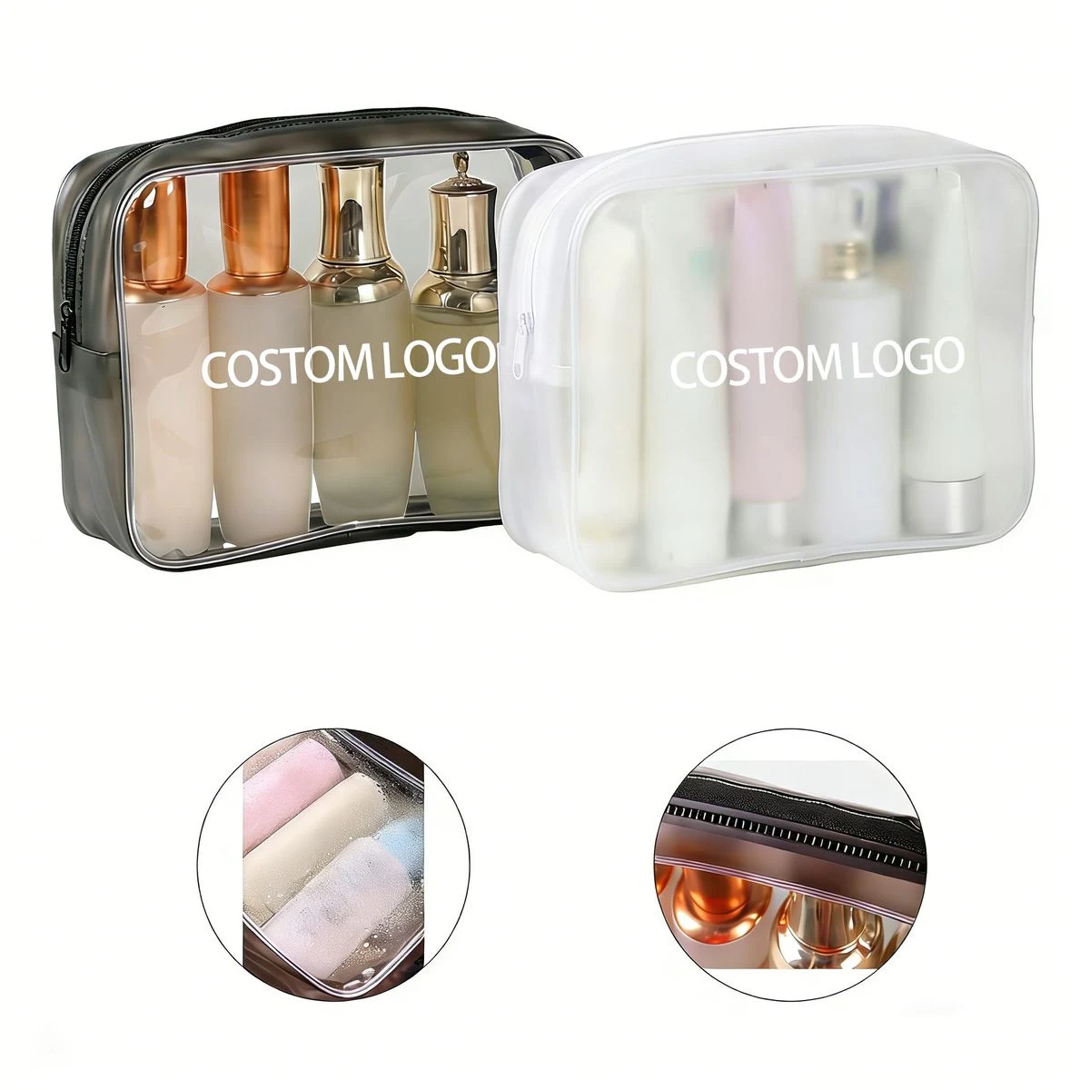 Clear PVC Toiletry Bag with Black Trim 1