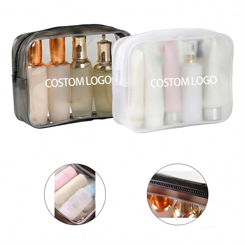 Clear PVC Toiletry Bag with Black Trim