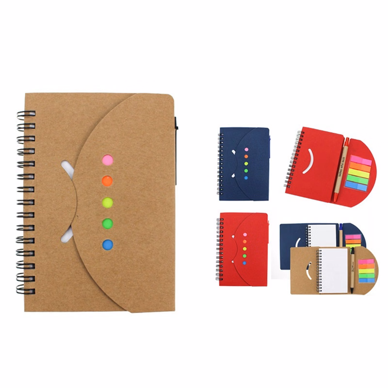 Kraft Paper Cover Notebook with Pen Sticker