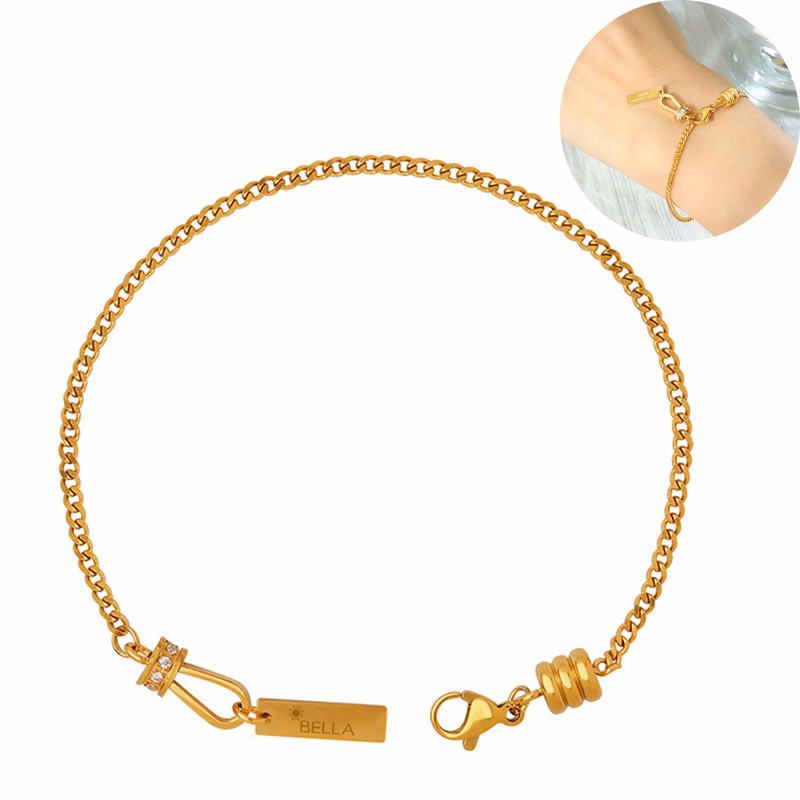 Engraved Square Pendant Bracelet