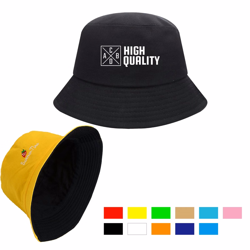 Double-sided Cotton Bucket Hat Embroidery