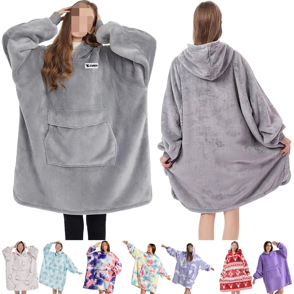 Winter Fall Warm Oversized Fleece Blanket Hoodie, custom hoodie or sweatshirt with logo imprint 1