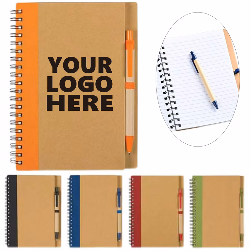 Spiral Notebook with Kraft Cover and Pen
