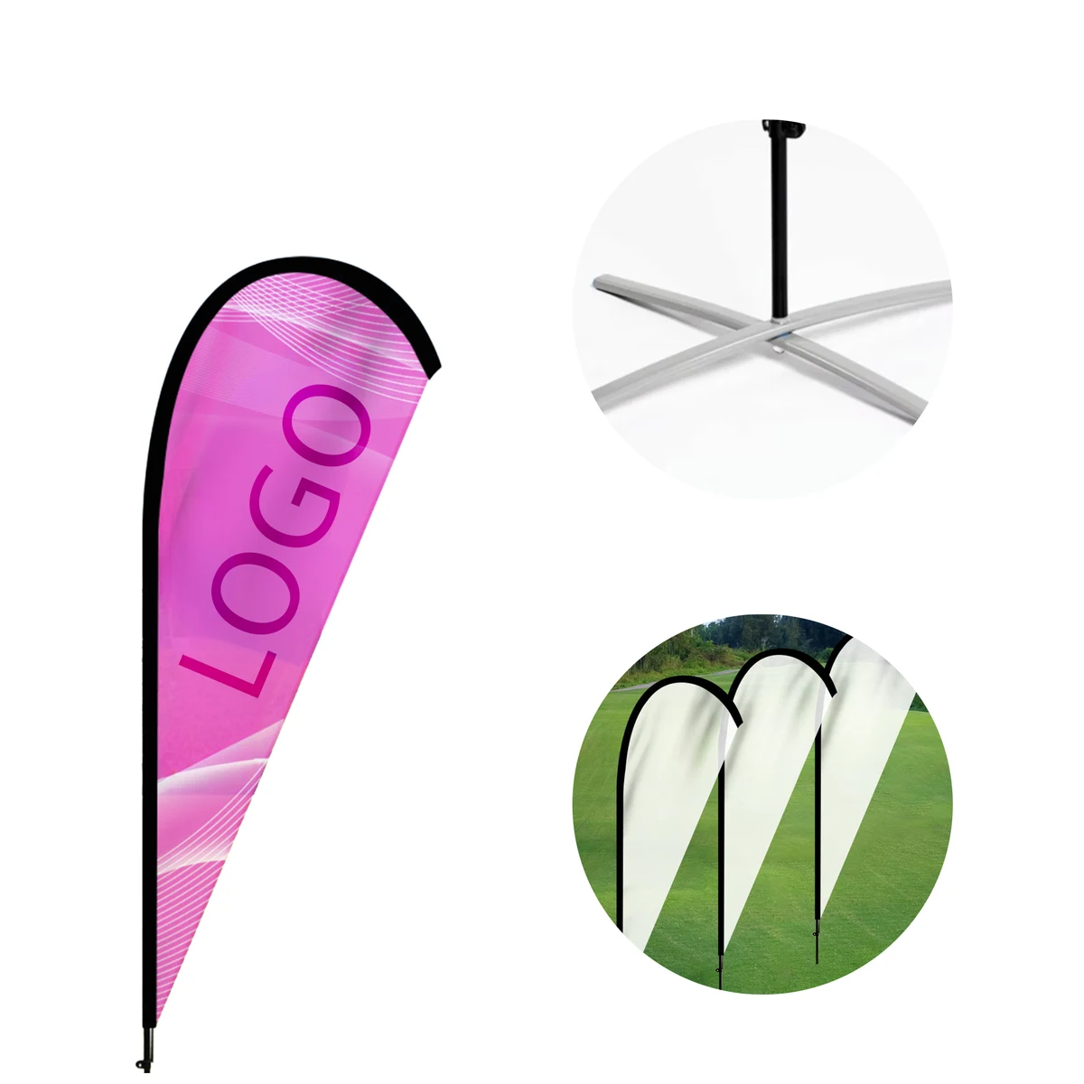 MOQ 10 PCS Visible Drop Shaped Water Filled Flag 1