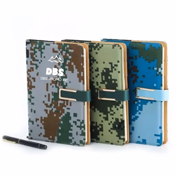 A5 Camo Cloth Texture Button Notebook Hardcover