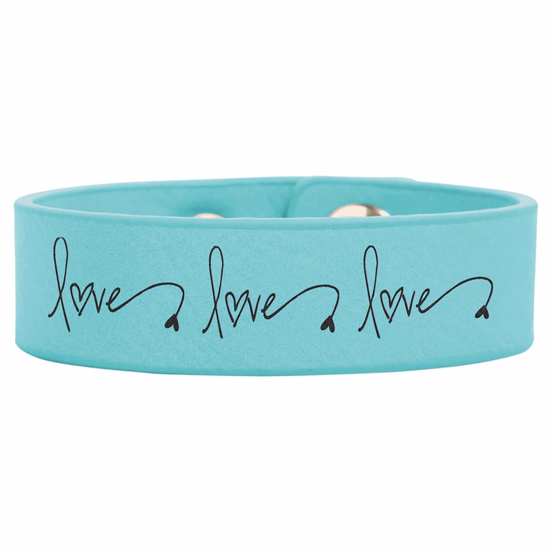 8 1/2" x 3/4" Teal Leatherette Youth Cuff Bracelet