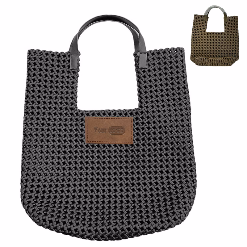Nylon Vintage handmade large capacity openwork woven bag