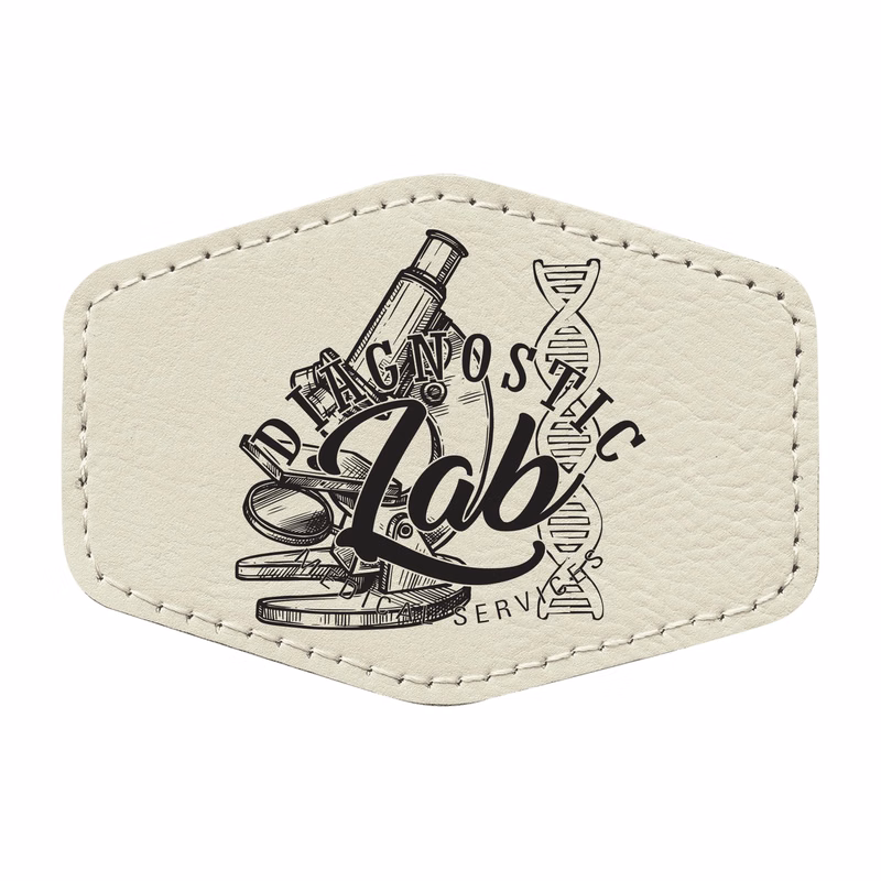 3" x 2" White Leatherette Hexagon Patch with Adhesive