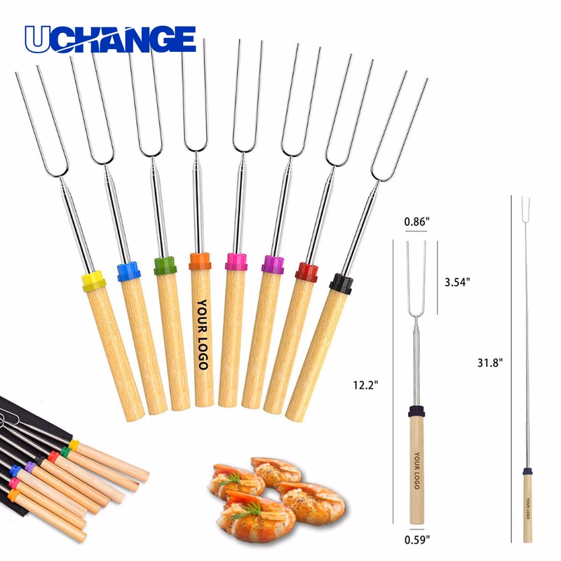 Extendable Barbecue Fork With Wooden Handle