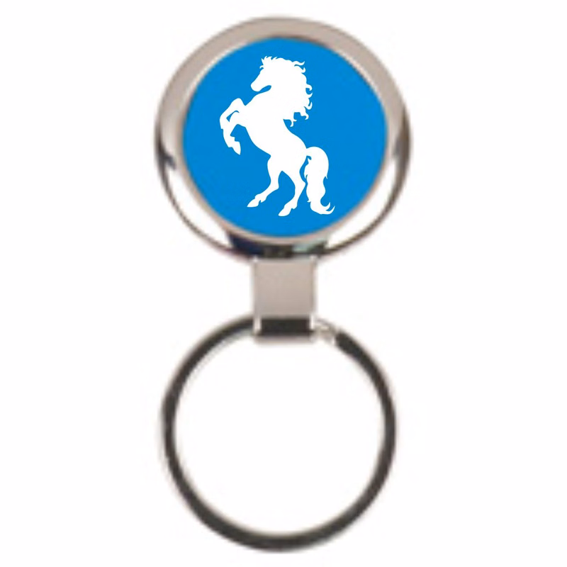 2 1/2" Blue Round Metal Keychain