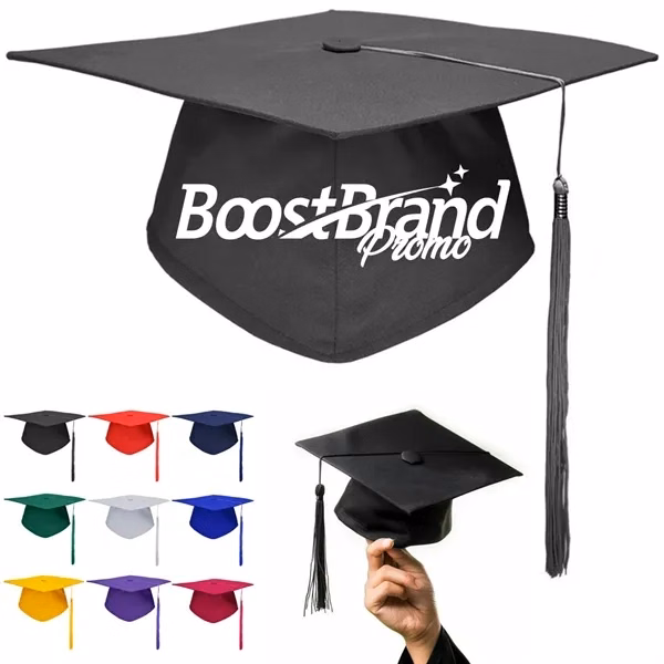 Custom Matte Polyester Graduation Cap with Tassel — Academic Ceremony Gift