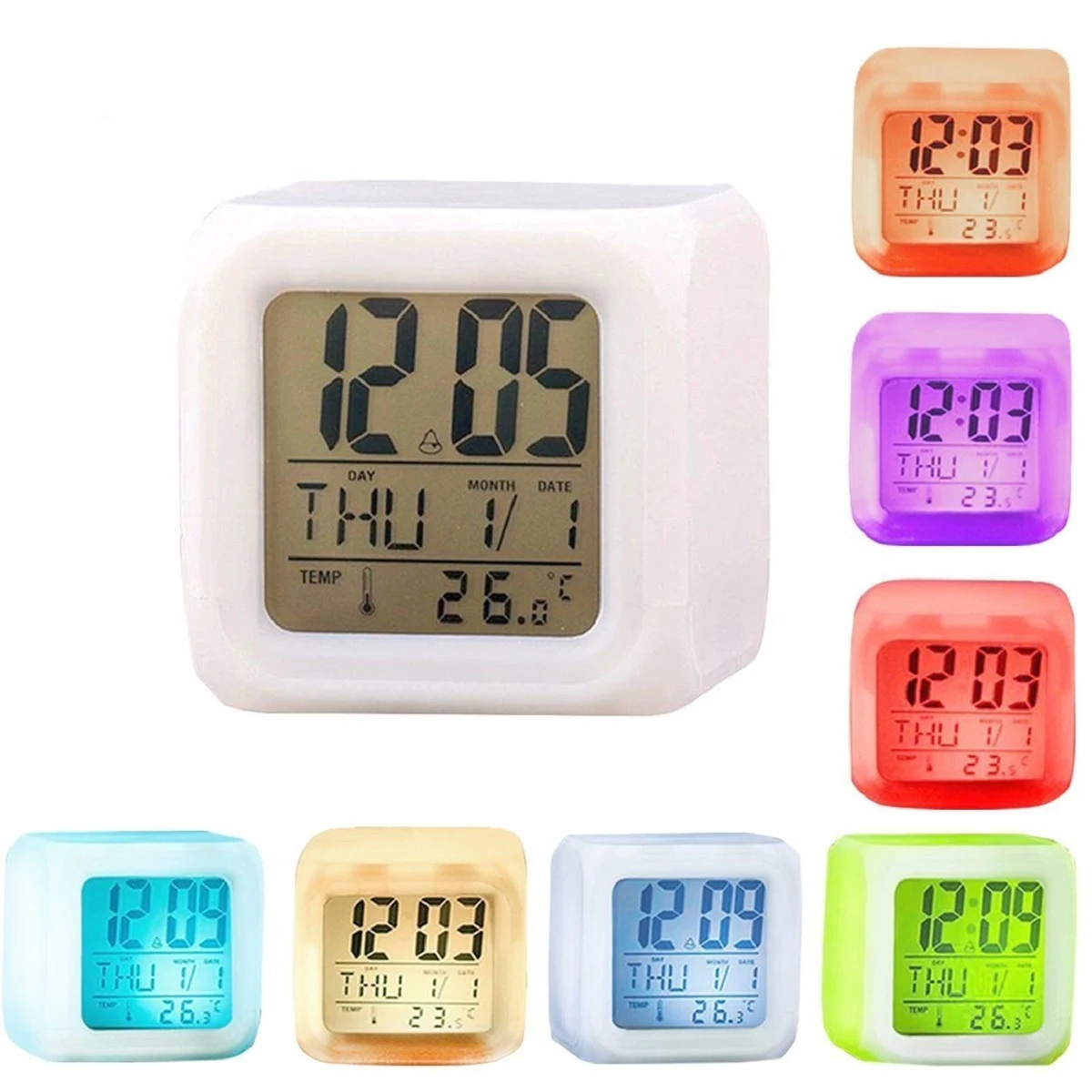 NEW Portable 7 Colors Changing Clock with Battery 1