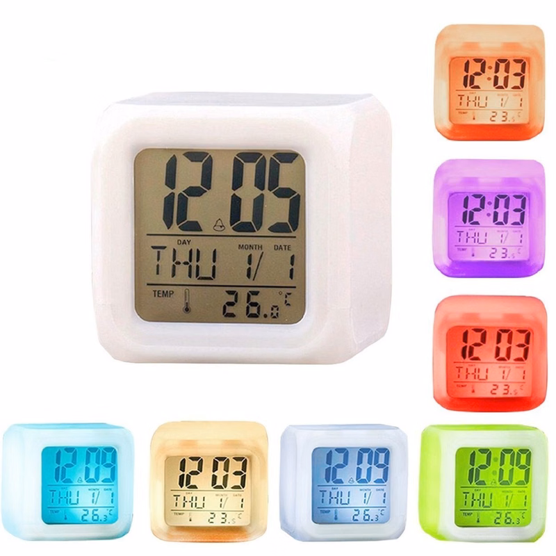 NEW Portable 7 Colors Changing Clock with Battery
