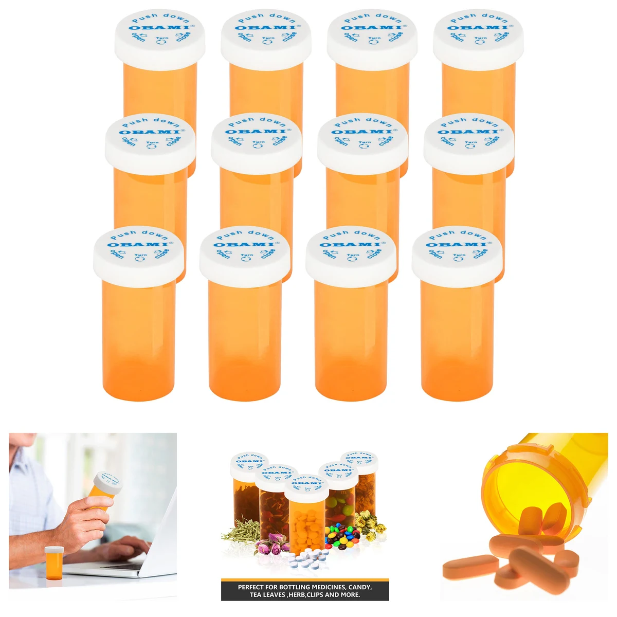Medicine Pill Bottles with Child Resistant Cap 1