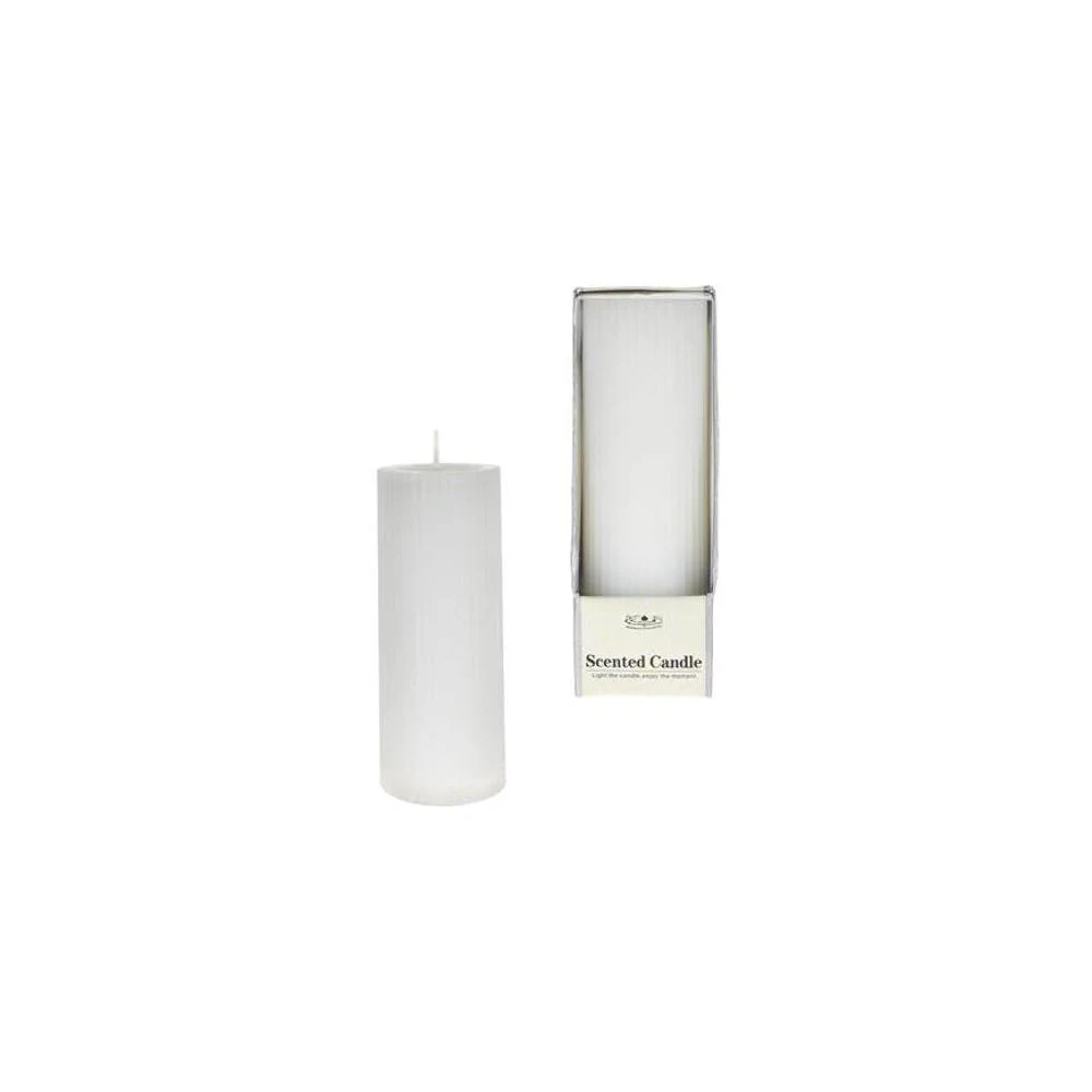 5" Pillar Candle - White Ribbed Scented 1