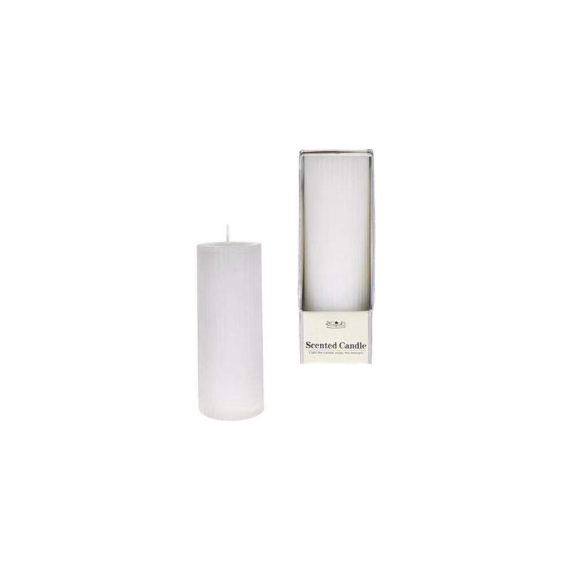 5" Pillar Candle - White Ribbed Scented