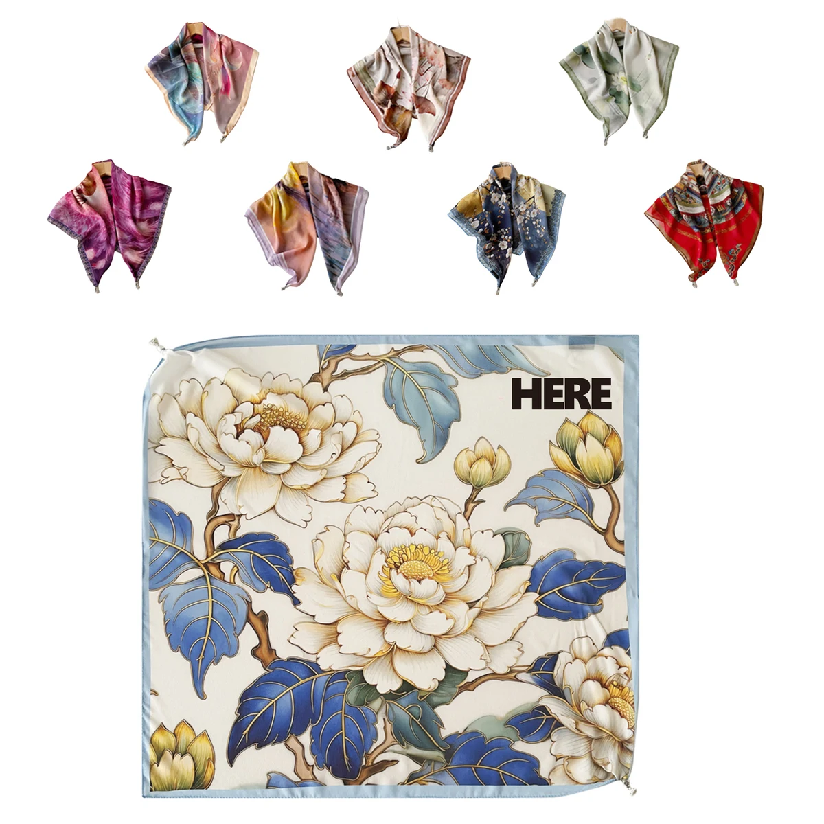 Silk Magnetic Scarf with Colorful Designs 1