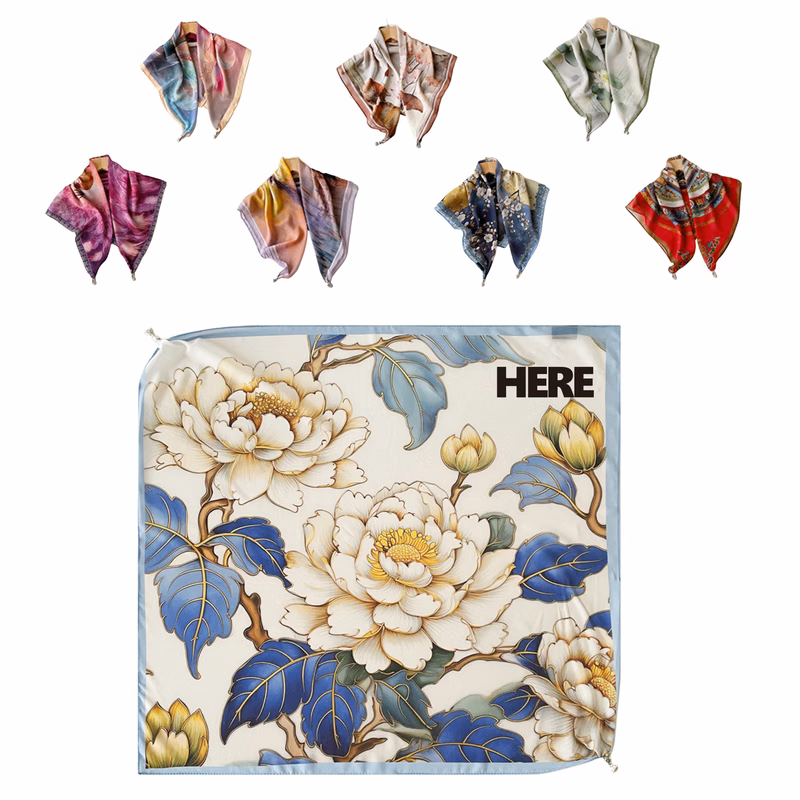 Silk Magnetic Scarf with Colorful Designs