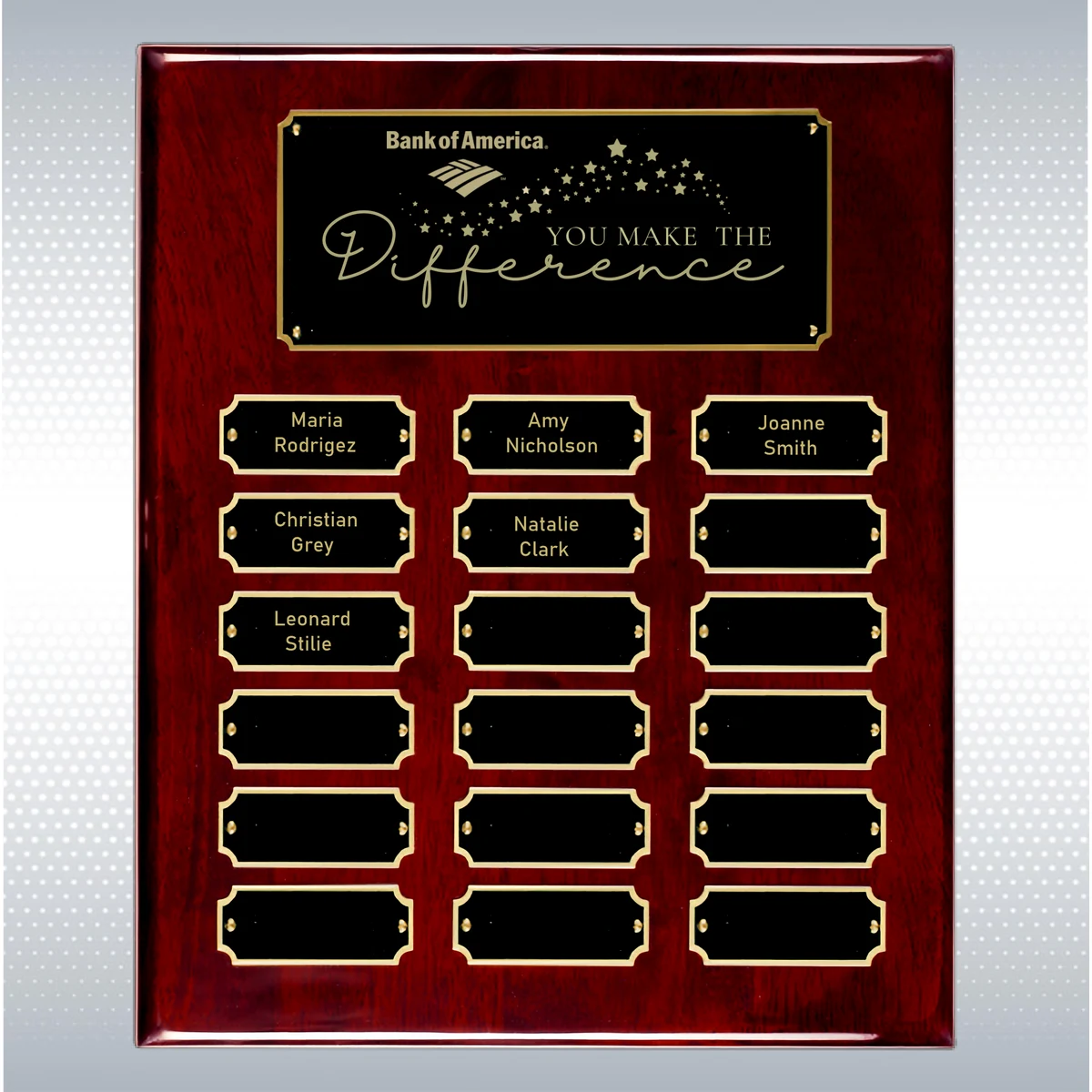 Rosewood Piano Finish 18 Plate Perpetual Plaque (10.5" x 13") 1