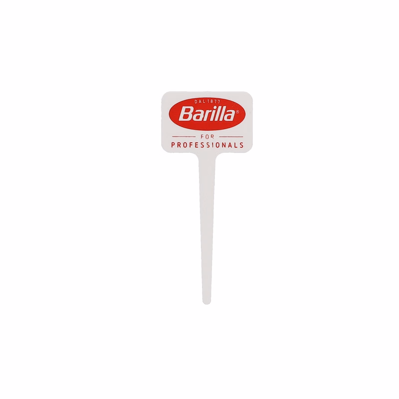 Plastic Food Pick 3.500" Rectangle White Tradition Print