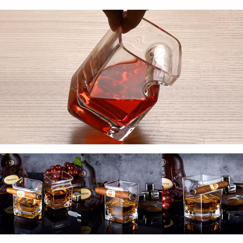 Cigar Whiskey Glasses with Cigar Holder
