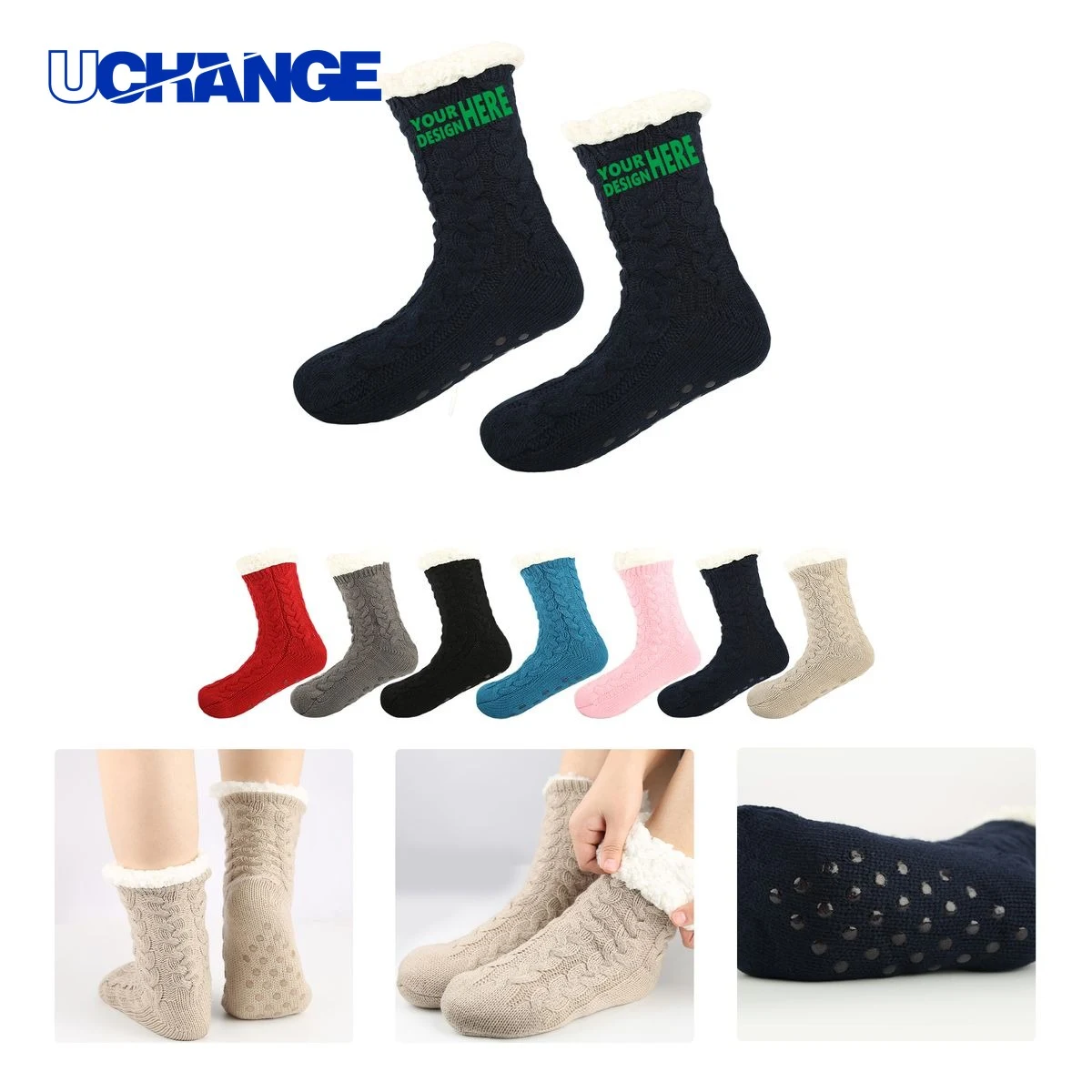 Plush Anti-Slip Sleep Socks with Logo 1