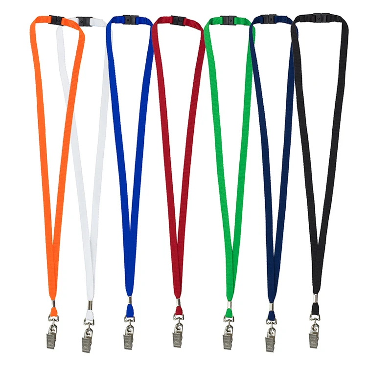 "Owen" 3/8" Blank Lanyard with Breakaway Safety Release Attachment - Bulldog Clip 1