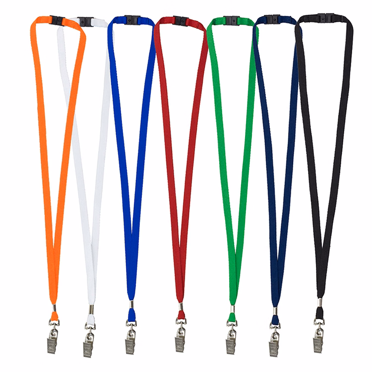 "Owen" 3/8" Blank Lanyard with Breakaway Safety Release Attachment - Bulldog Clip