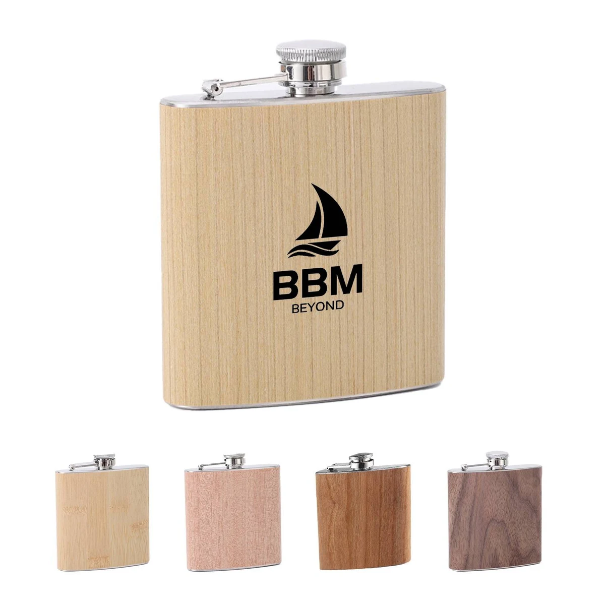 Wood Grain Stainless Steel Hip Flask 1