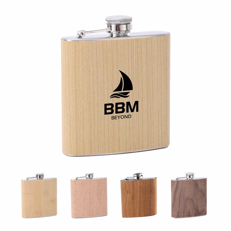 Wood Grain Stainless Steel Hip Flask