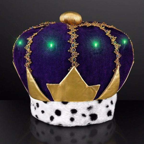 Light Up Mardi Gras King Crown Hat