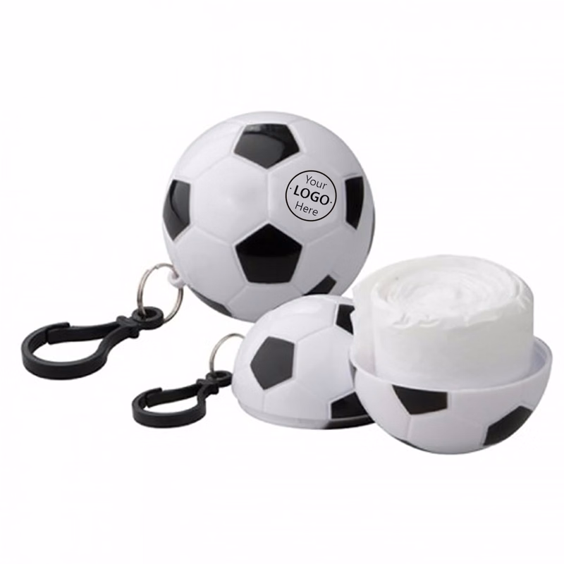 Disposable Raincoat Poncho Football Keychain
