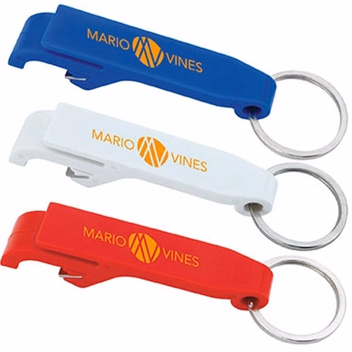 Plastic bottle opener with keychain