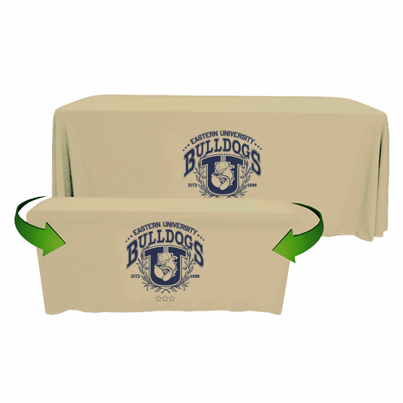 8 ft. to 6 ft. Convertible Throw PolyKnit Table Cover (One Color Logo)